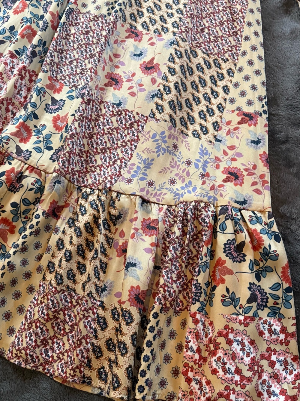 Patchwork Floral Maxi Dress in Cream and Navy - Picture 13 of 14